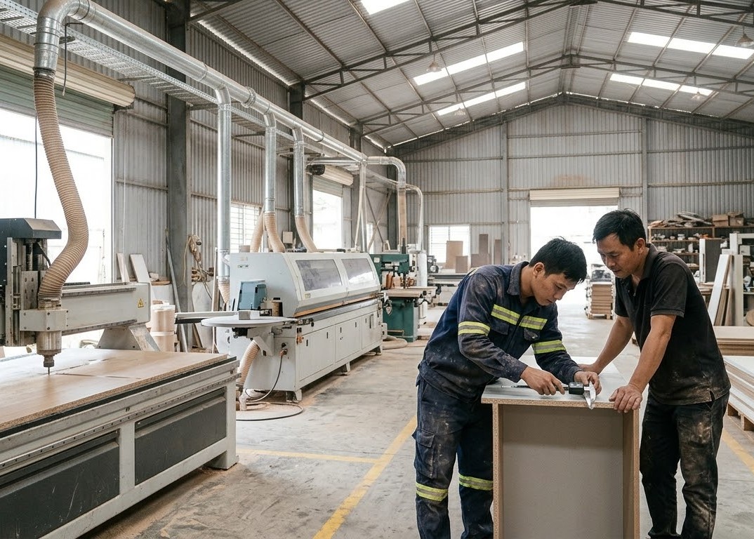 chi phí máy móc làm mộc gia công gỗ công nghiệp và dàn máy cnc