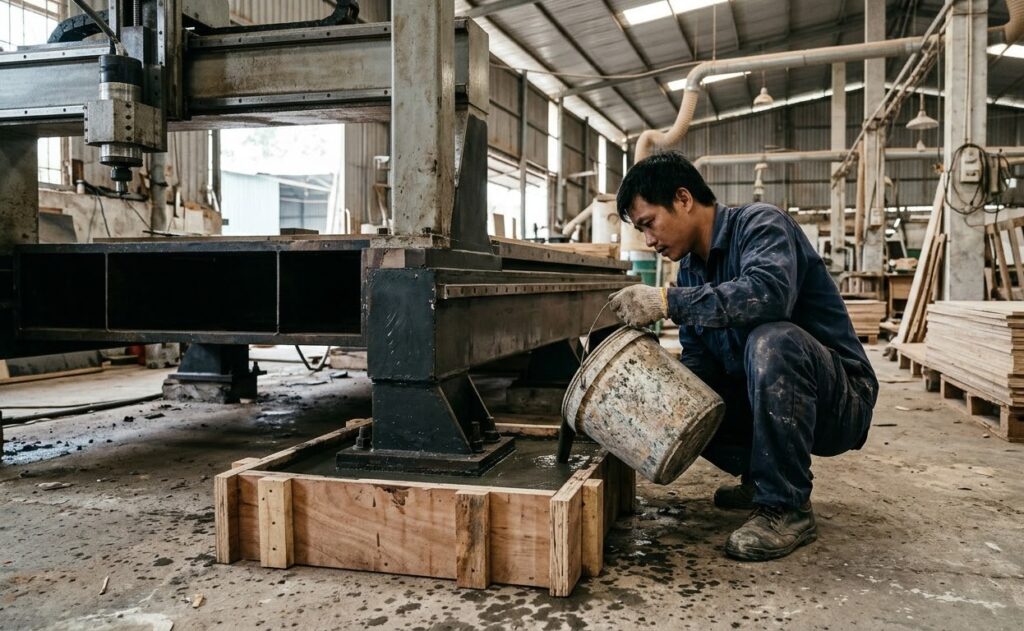 Bát chân tăng chỉnh và cao su chống rung cho máy CNC