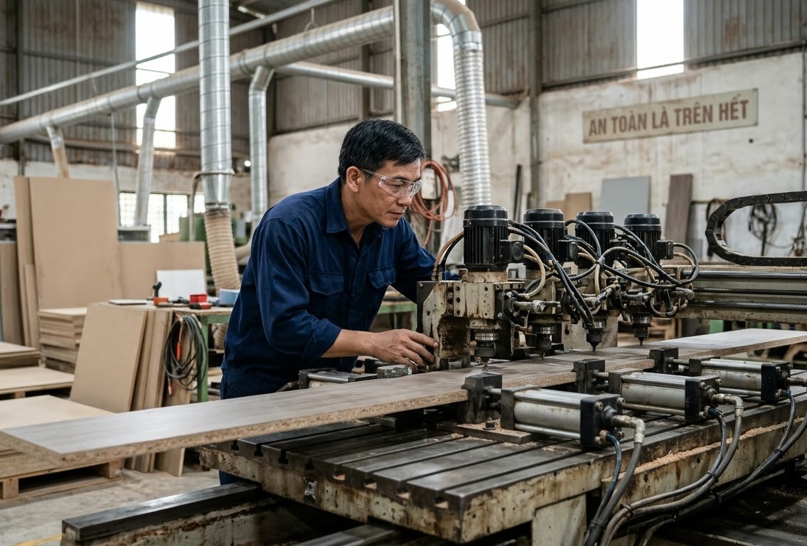 cụm kẹp khí nén và cấu tạo cơ khí máy khoan ngang laser công nghiệp