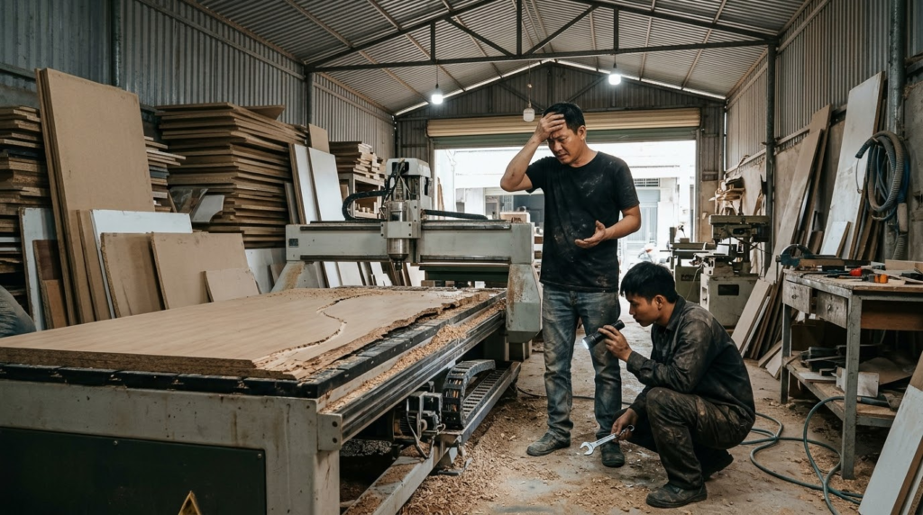 Sai lầm khi đầu tư máy CNC giá rẻ khiến xưởng mộc gặp rủi ro hư hỏng